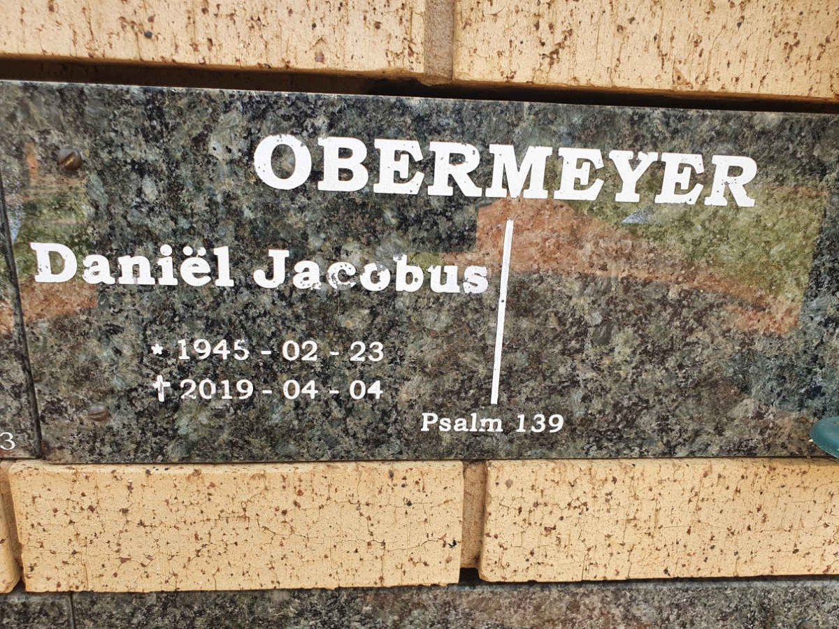 OBERMEYER Daniel Jacobus 1945-2019