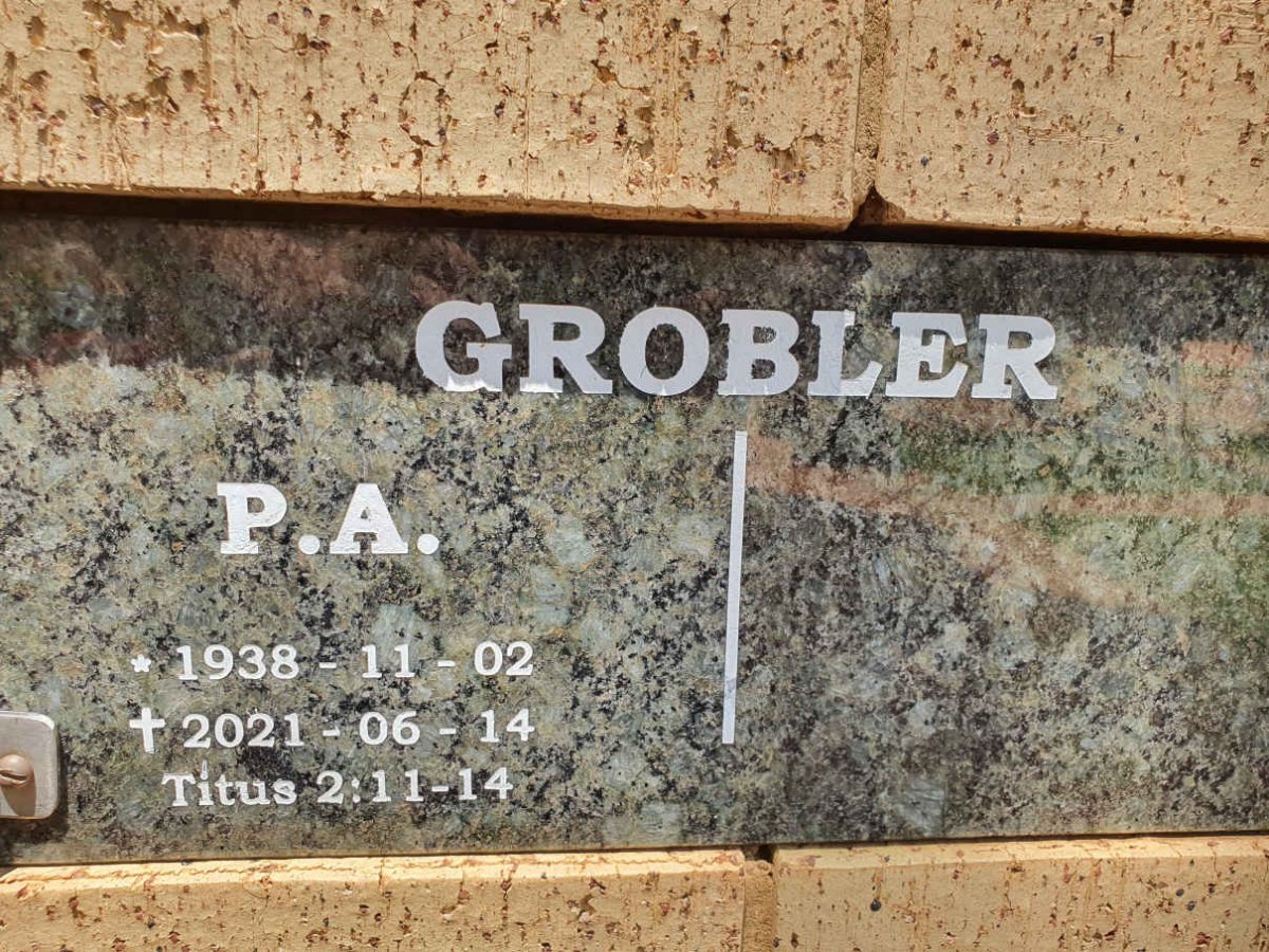 GROBLER P.A. 1938-2021
