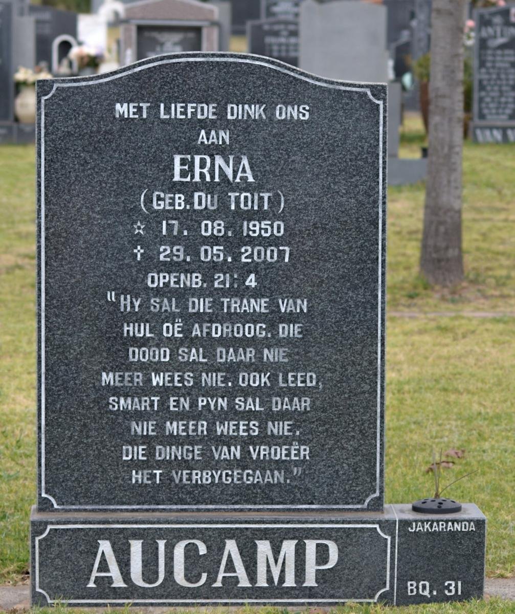 AUCAMP Erna geb DU TOIT 1950-2007