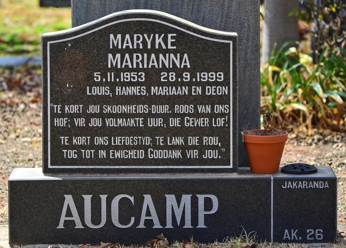 AUCAMP Maryke Marianna 1953-1999