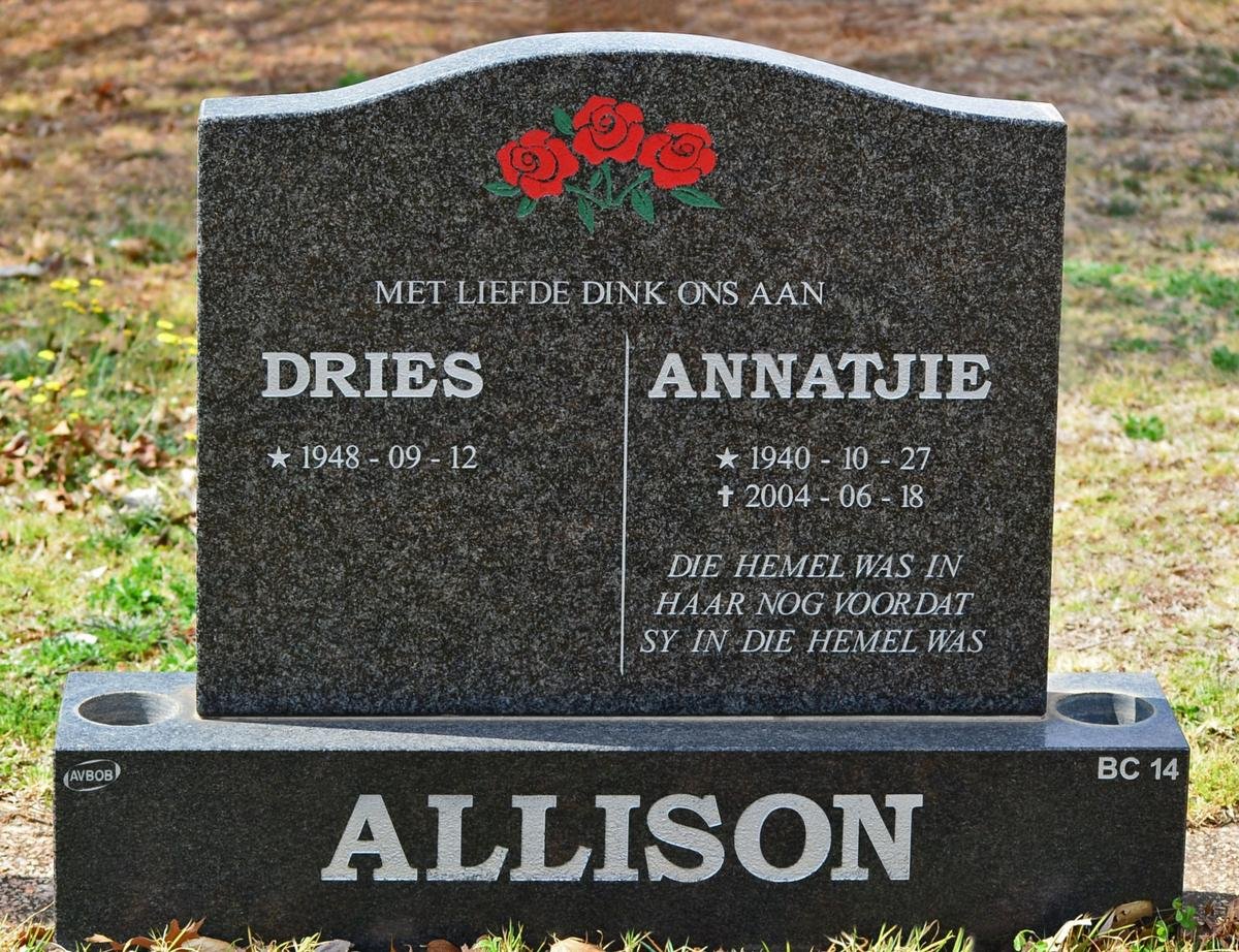 ALLISON Dries 1948- &amp; Annatjie 1940-2004