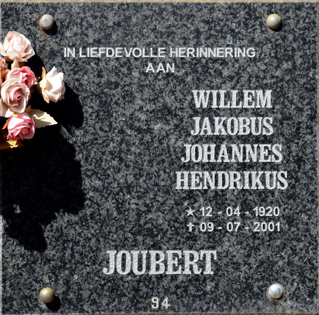 JOUBERT Willem Jakobus Johannes Hendrikus 1920-2001