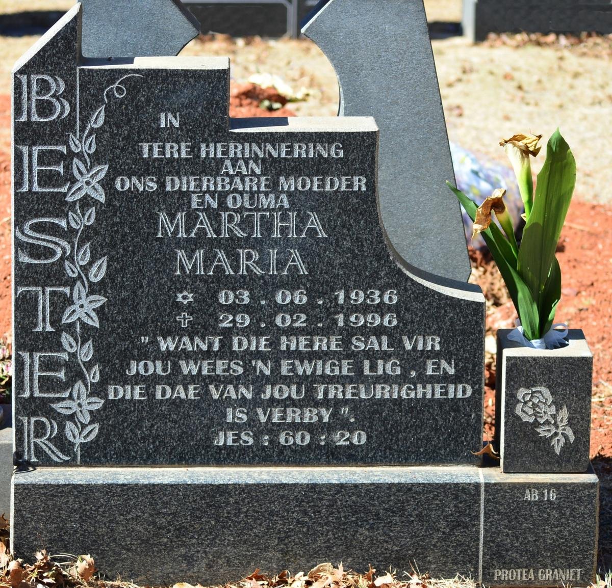 BESTER Martha Maria 1936-1996