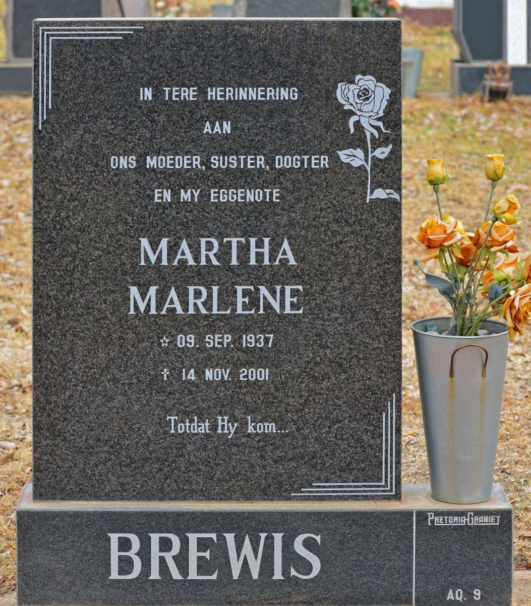 BREWIS Martha Marlene 1937-2001
