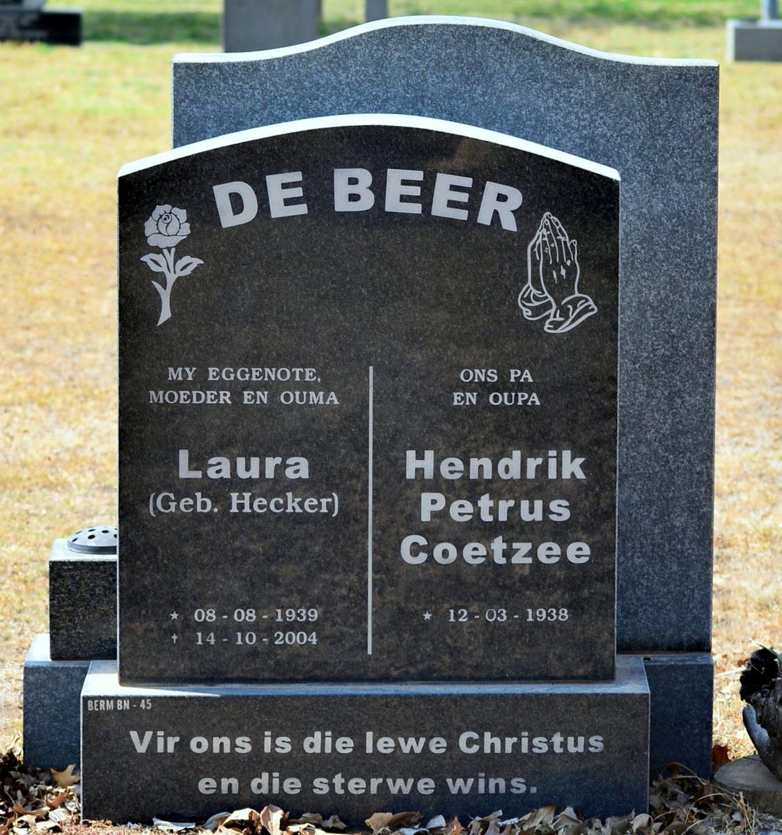 BEER Hendrik Petrus Coetzee, de 1938- &amp; Laura HECKER 1939-2004