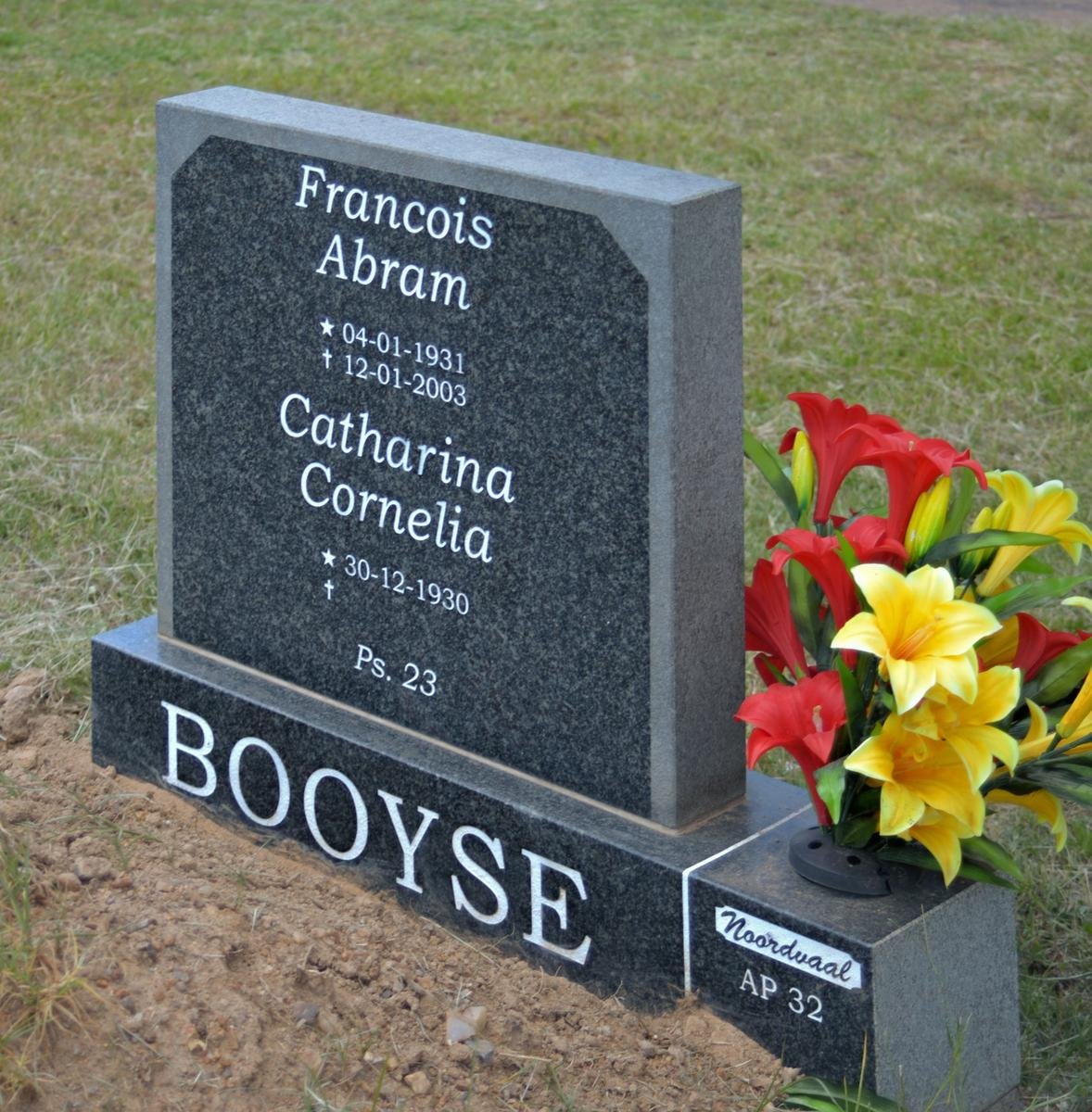 BOOYSE Francois Abram 1931-2003 &amp; Catharina Cornelia 1930-2013