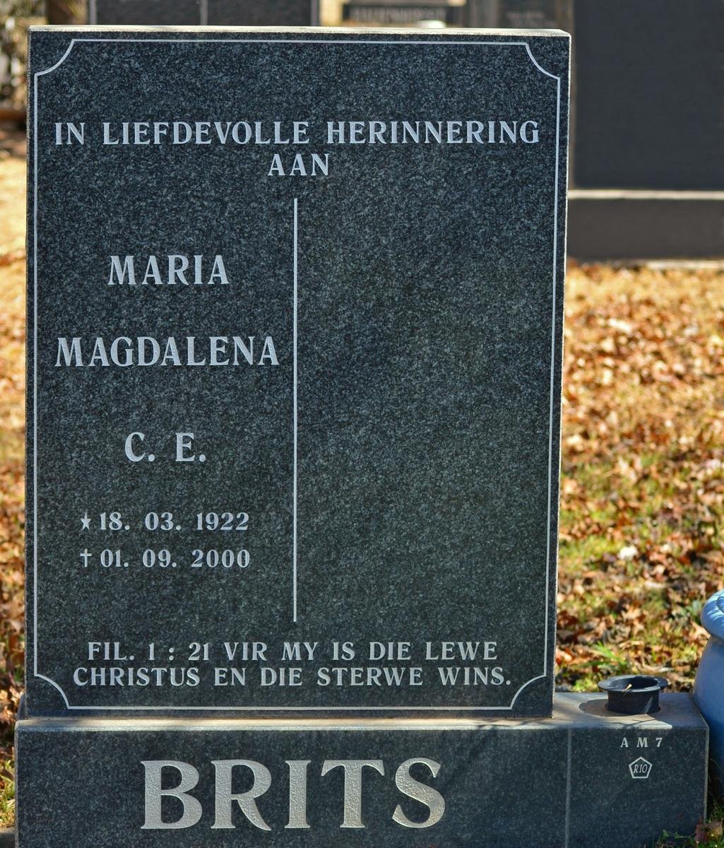 BRITS Maria Magdalena C.E. 1922-2000