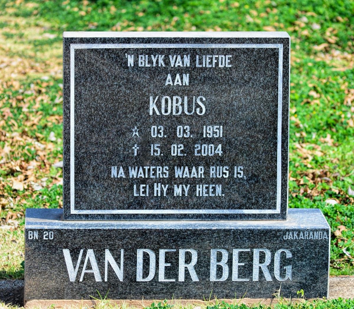 BERG Kobus, van der 1951-2004