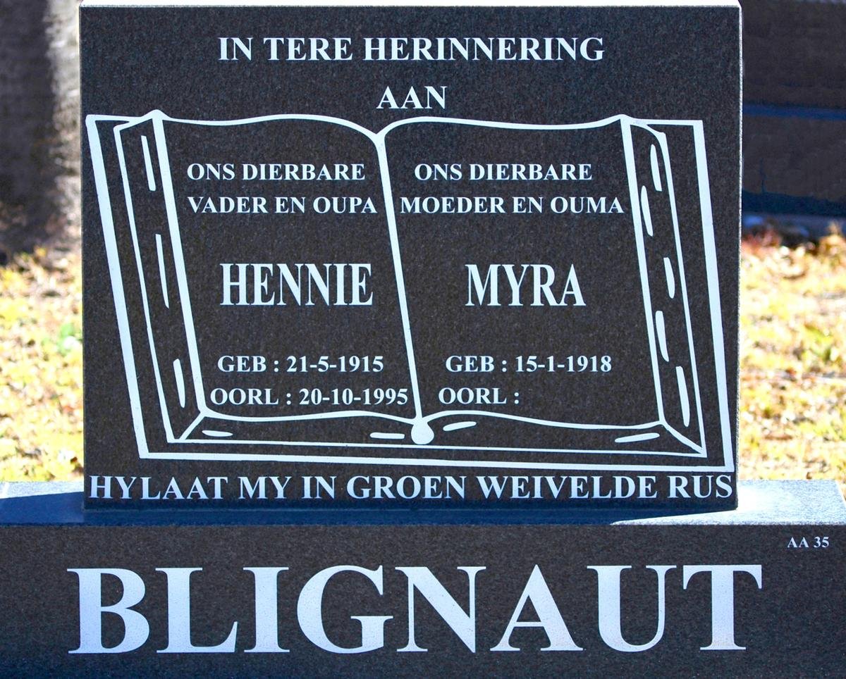 BLIGNAUT Hennie 1915-1995 &amp; Myra 1918-