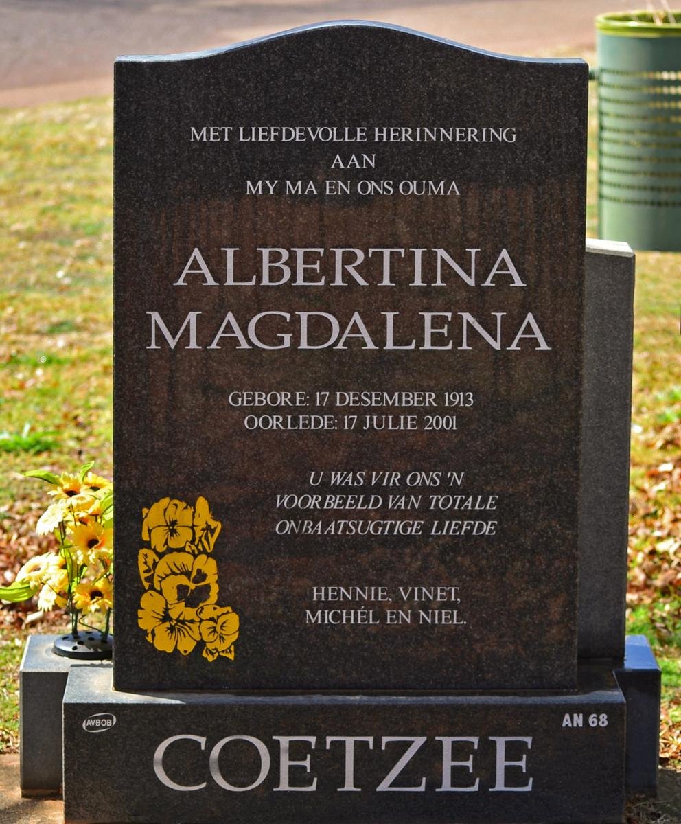 COETZEE Albertina Magdalena 1913-2001