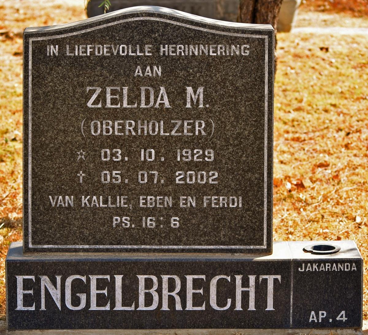 ENGELBRECHT Zelda M. nee OBERHOLZER 1929-2002