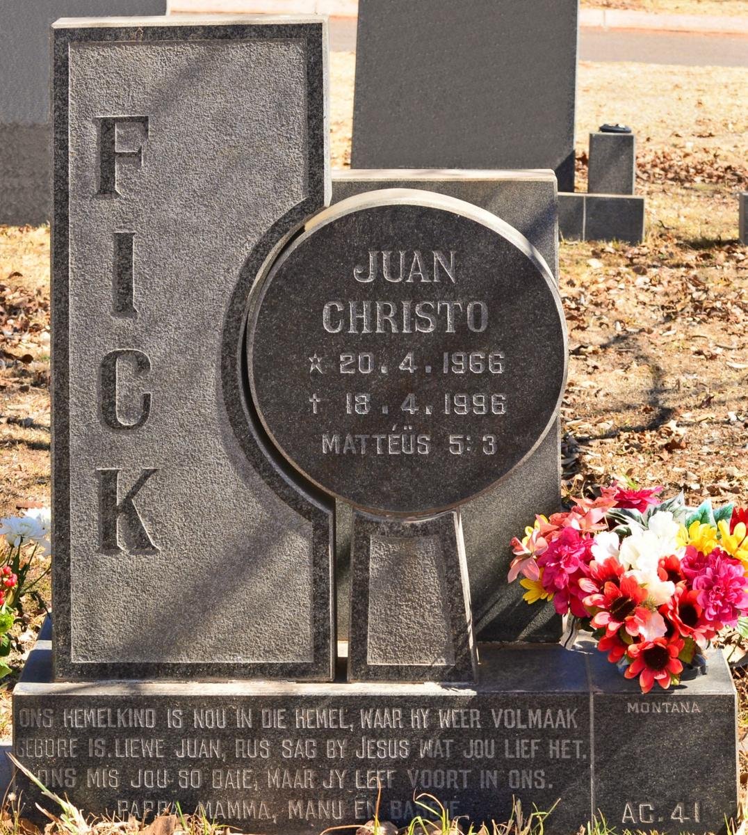 FICK Juan Christo 1966-1996