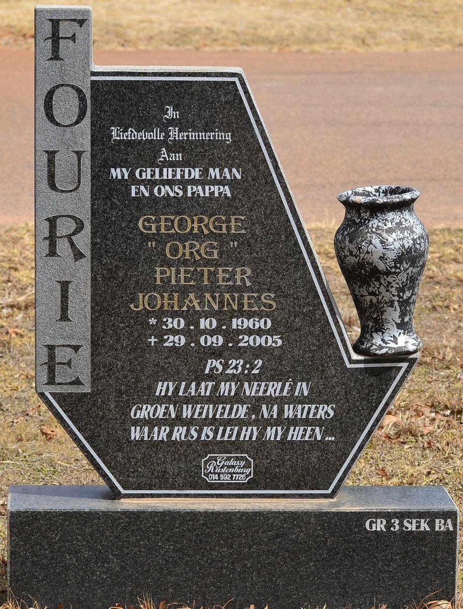 FOURIE George Pieter Johannes 1960-2005