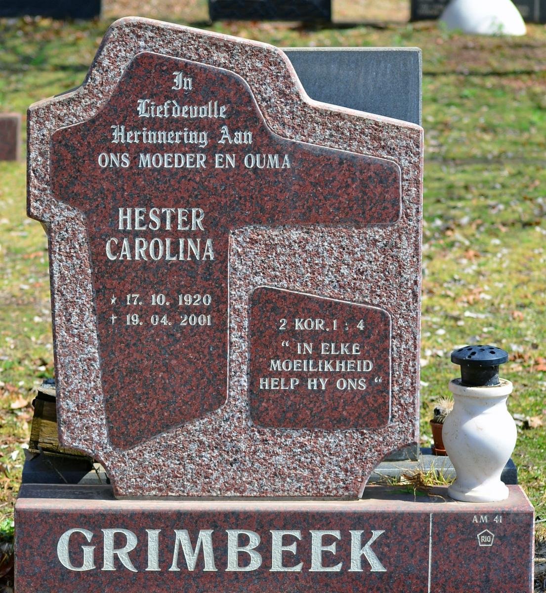 GRIMBEEK Hester Carolina 1920-2001