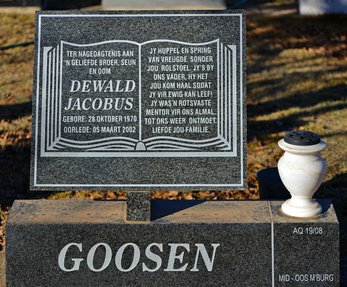GOOSEN Dewald Jacobus 1970-2002