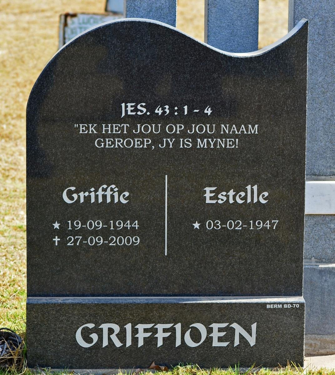 GRIFFIOEN Griffie 1944-2009 &amp; Estelle 1947-