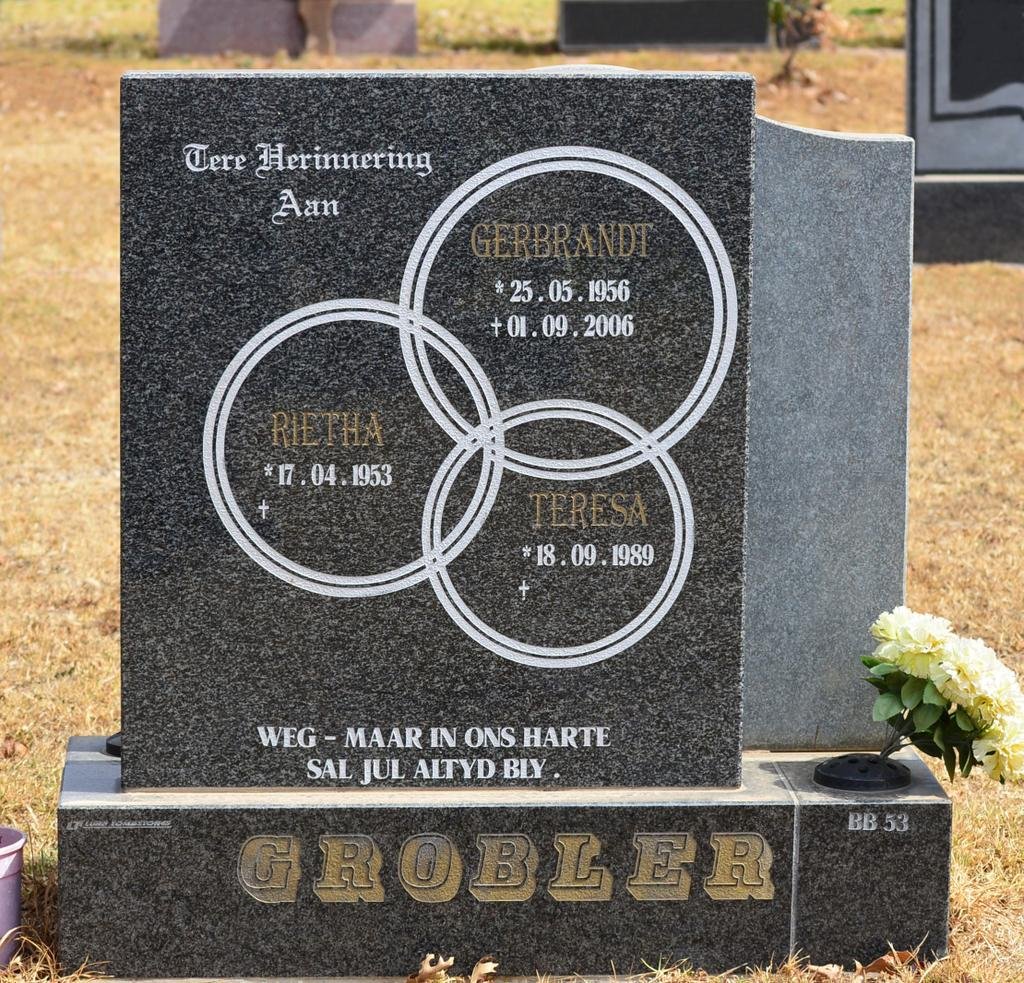 GROBLER Gerbrandt 1956-2006 &amp; Rietha 1953- :: GROBLER Teresa 1989-