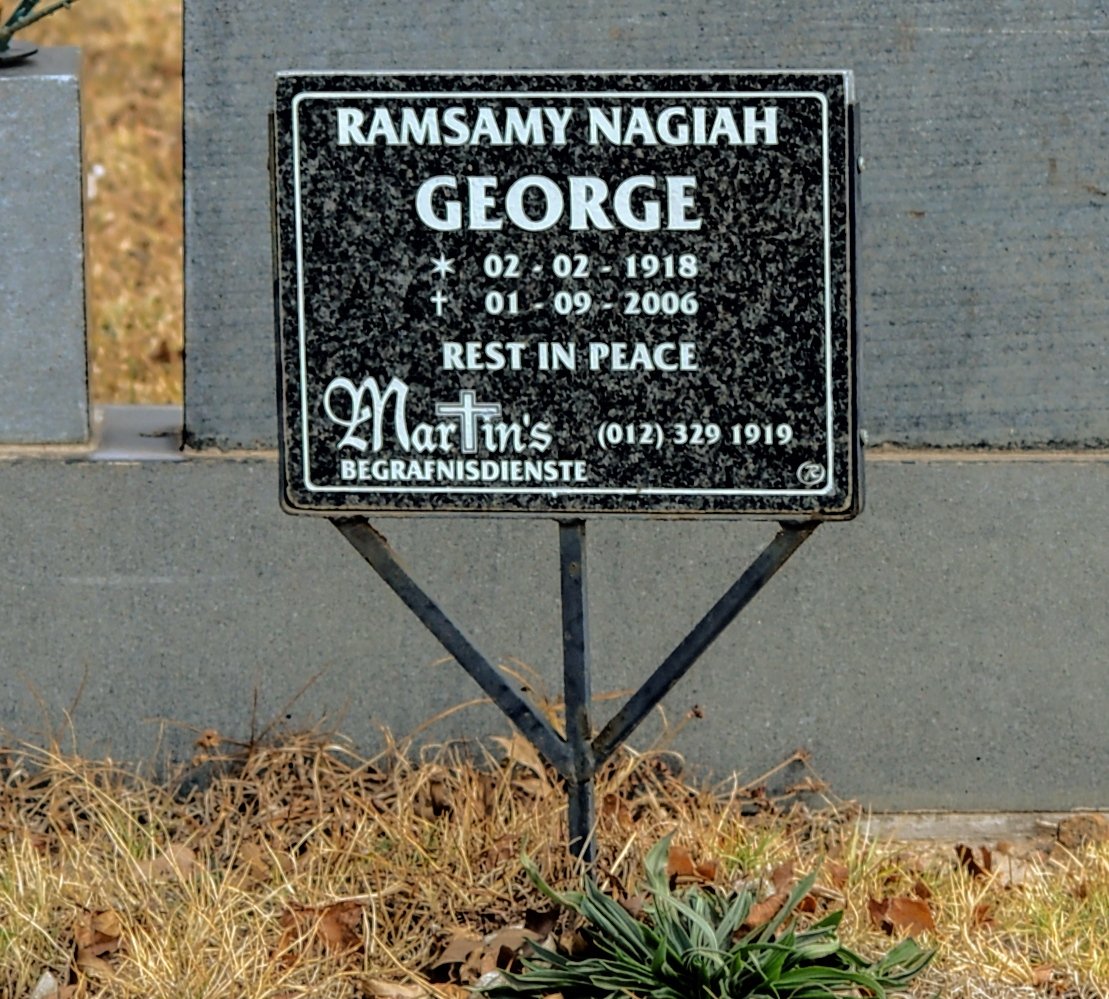 GEORGE Ramsamy Nagiah 1918-2006