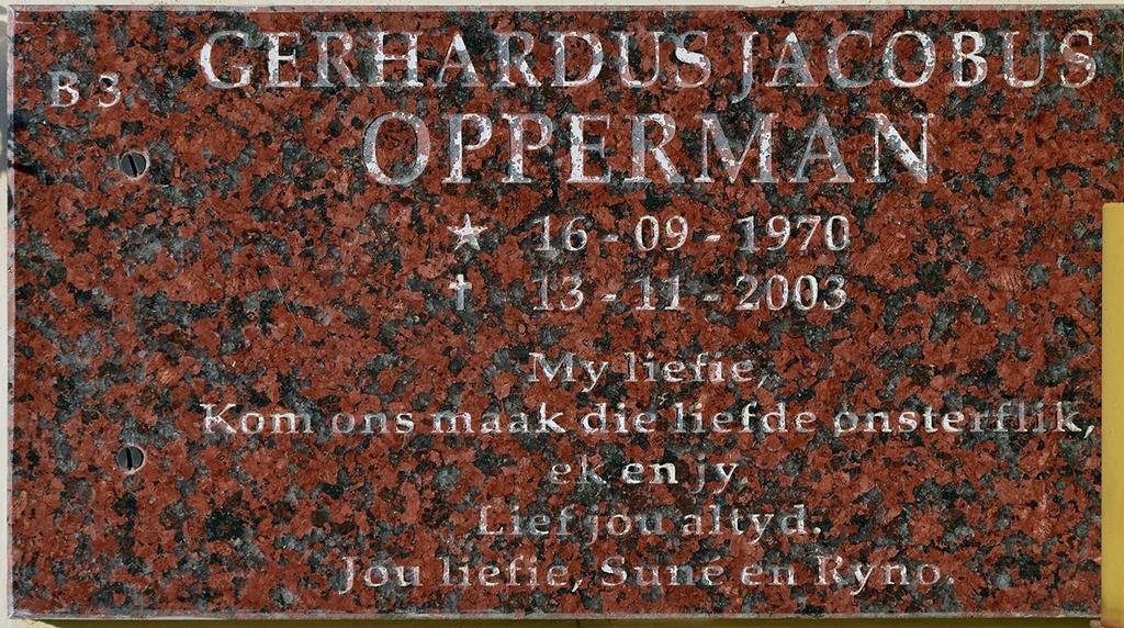 OPPERMAN Gerhardus Jacobus 1970-2003
