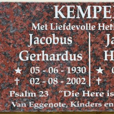 KEMPEN Jacobus Gerhardus 1930-2002 &amp; Jacomina Hendrina 1934-