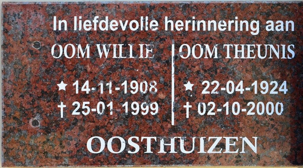 OOSTHUIZEN Oom Willie 1908-1999 :: OOSTHUIZEN Oom Theunis 1924-2000