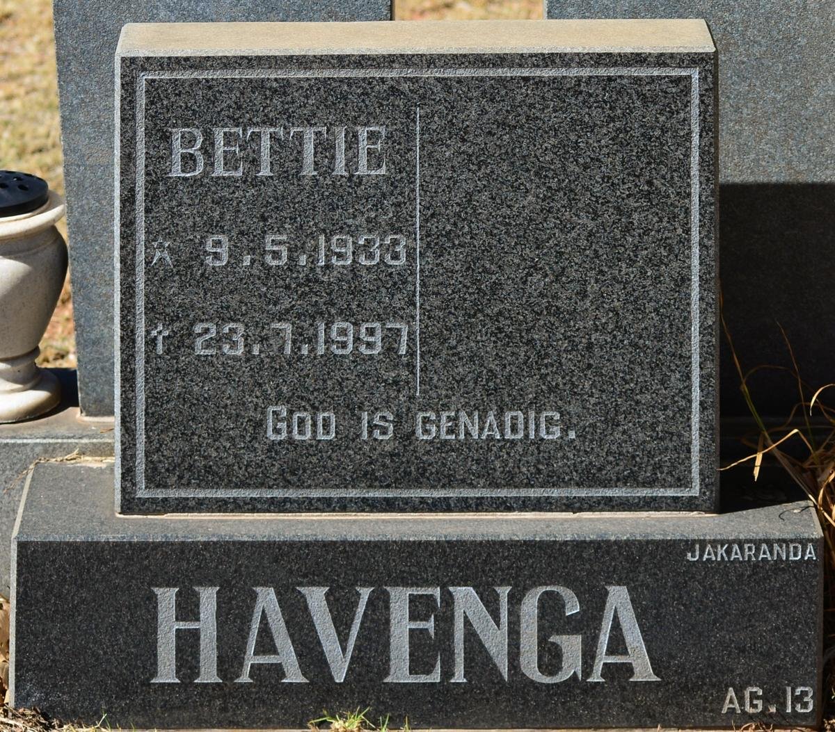 HAVENGA Bettie 1933-1997
