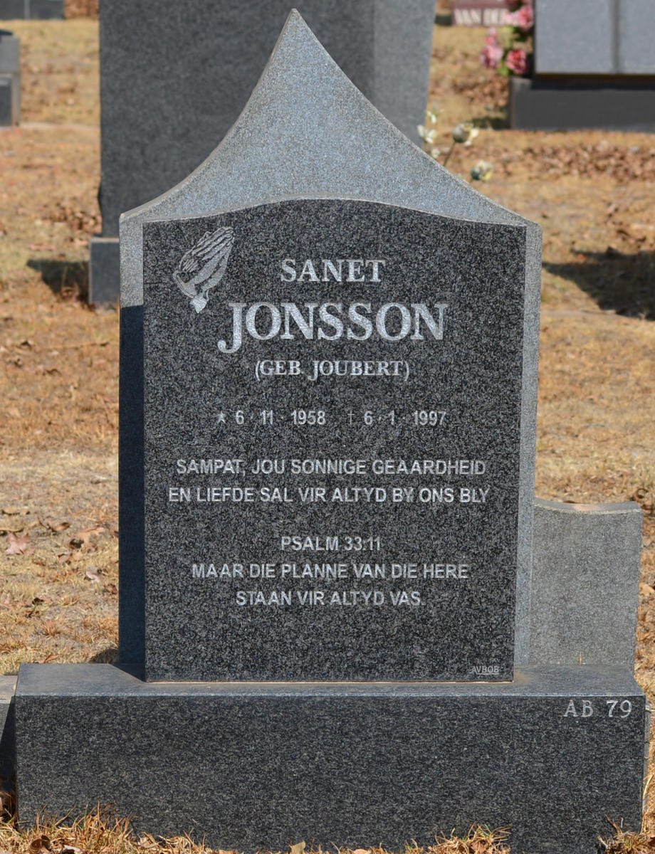 JONSSON Sanet nee JOUBERT 1958-1997