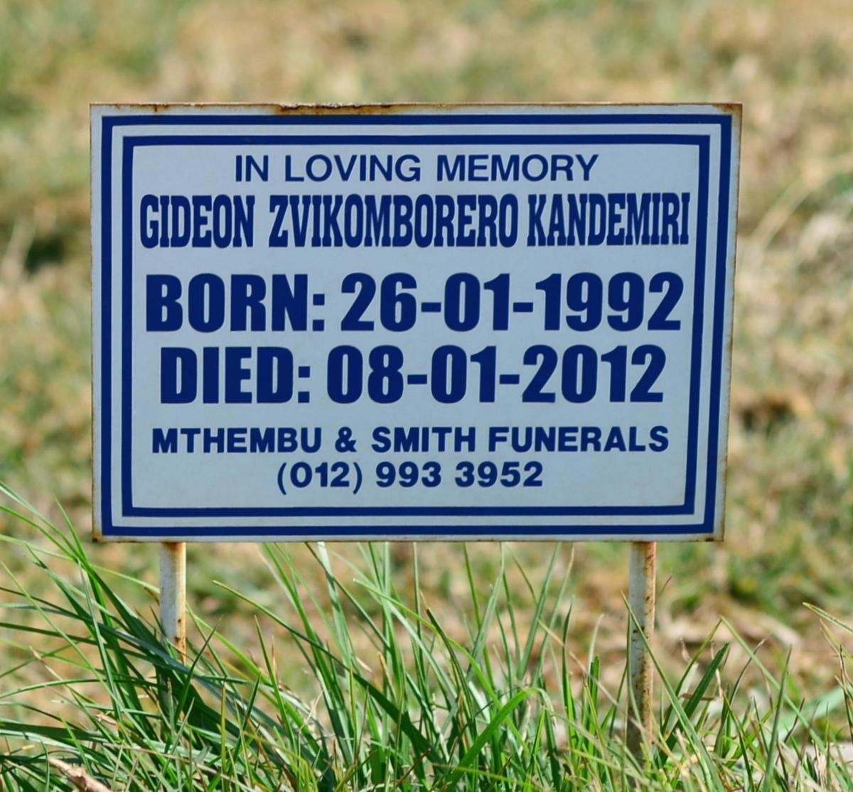 KANDEMIRI Gideon Zvikomborero 1992-2012