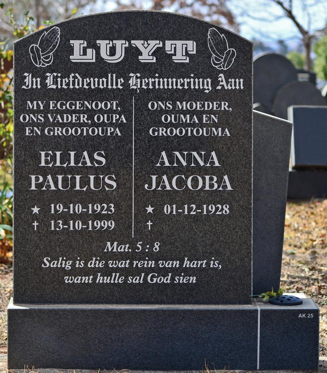 LUYT Elias Paulus 1923-1999 &amp; Anna Jacoba 1928-