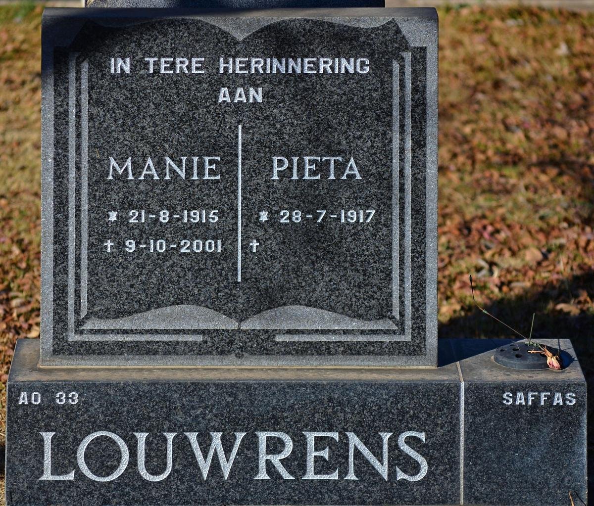 LOUWRENS Manie 1915-2001 &amp; Pieta 1917-