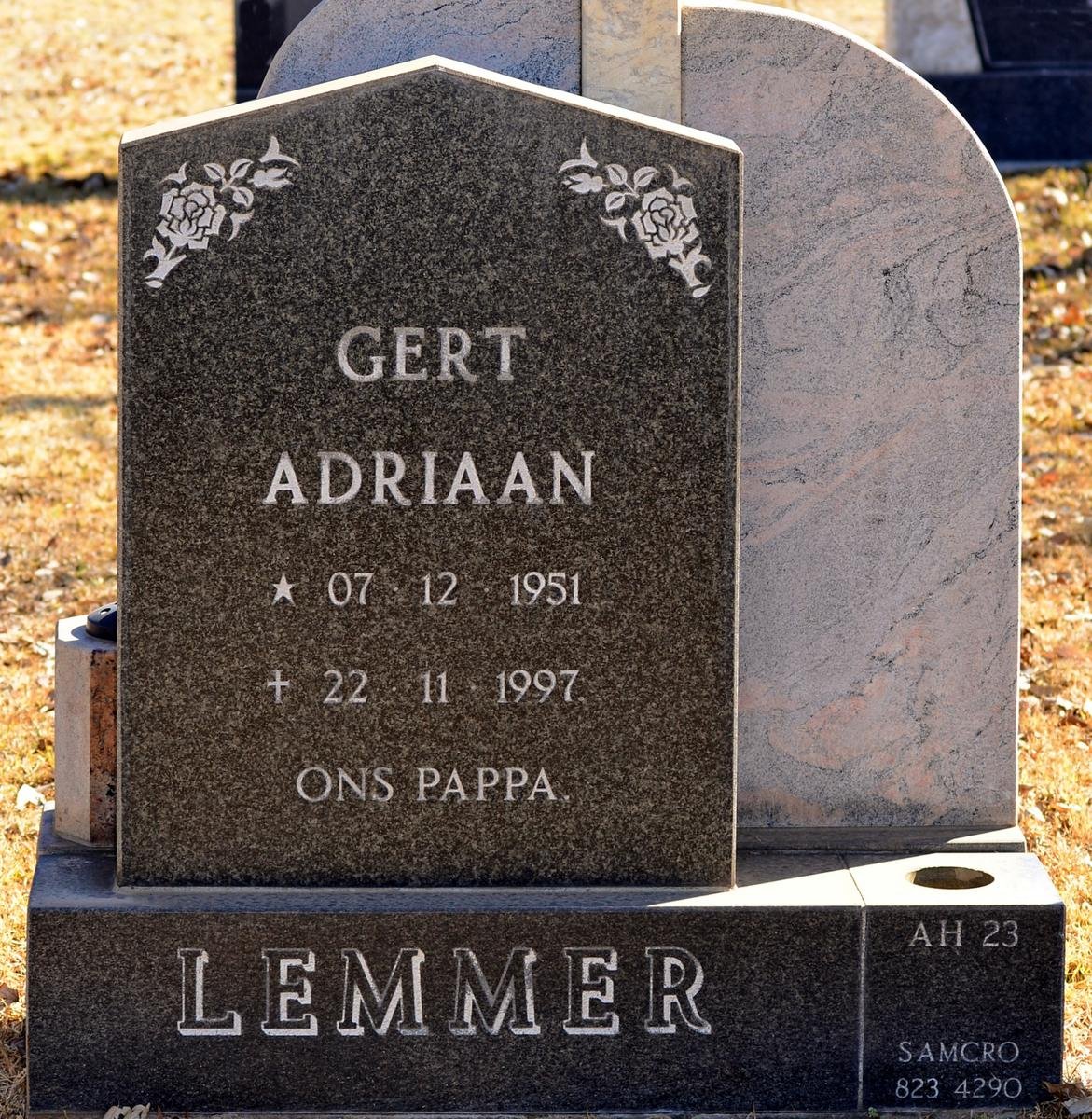 LEMMER Gert Adriaan 1951-1997