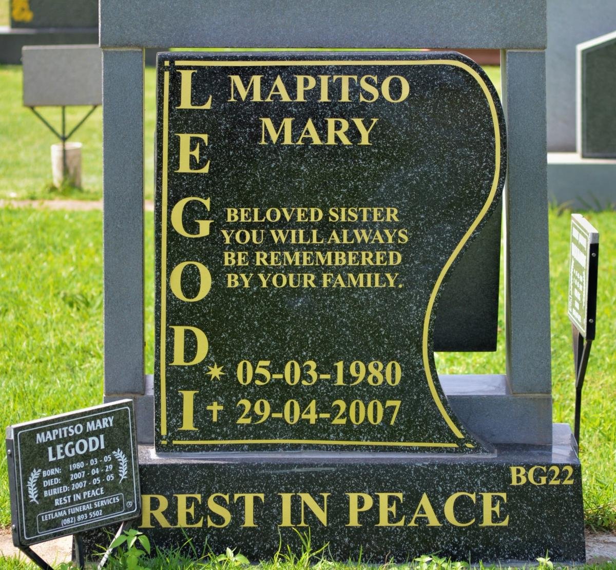 LEGODI Mapitso Mary 1980-2007