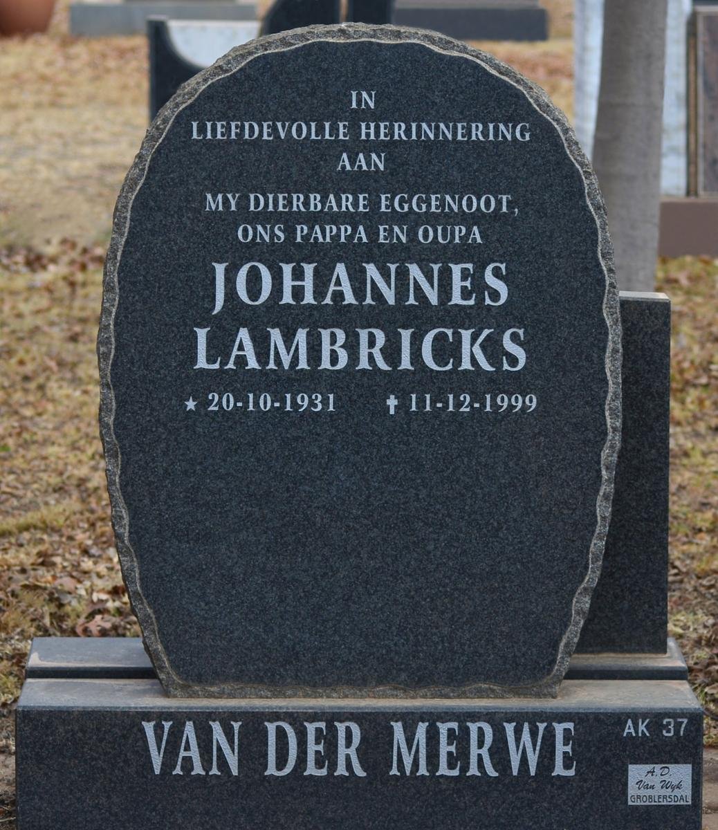 MERWE Johannes Lambricks, van der 1931-1999
