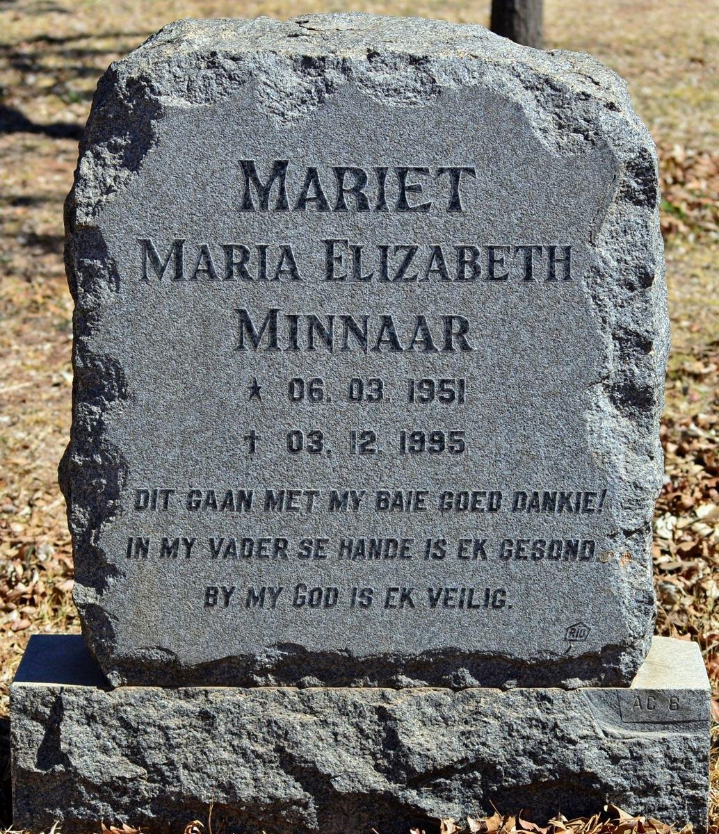MINNAAR Maria Elizabeth 1951-1995
