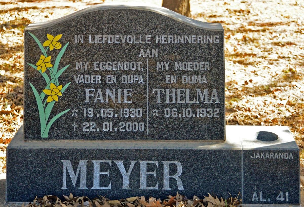 MEYER Fanie 1930-2000 &amp; Thelma 1932-