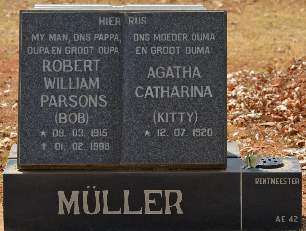 MÜLLER Robert William Parsons 1915-1998 &amp; Anna Catharina 1920-