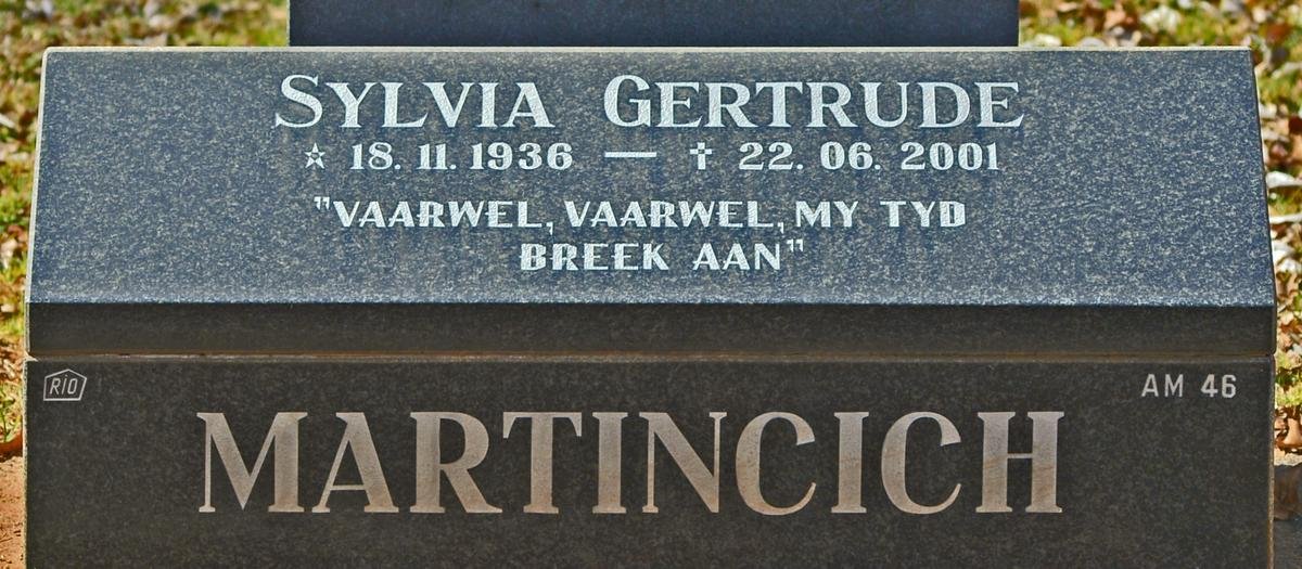 MARTINCICH Sylvia Gertrude 1936-2001