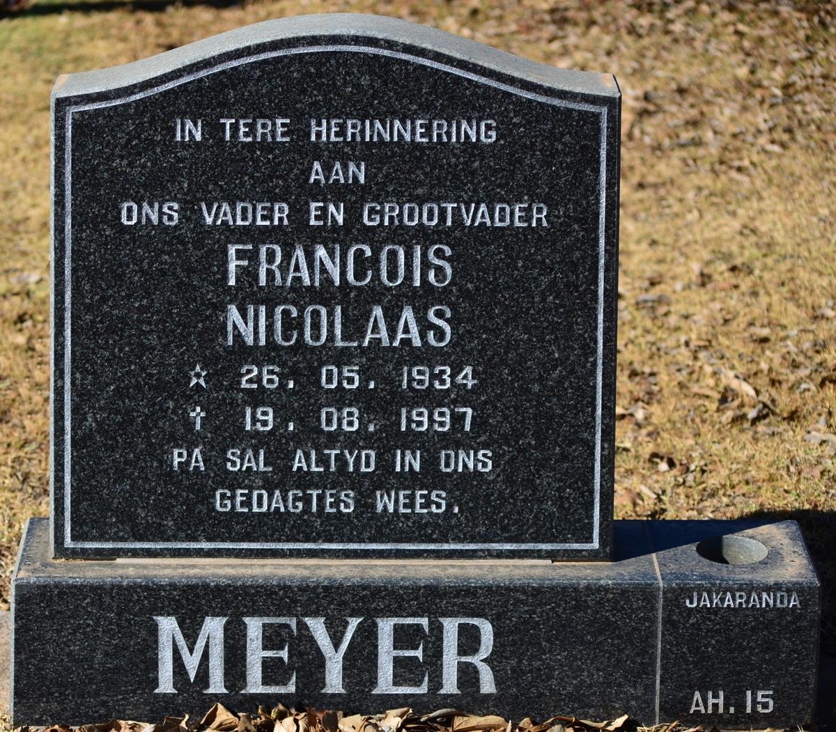 MEYER Francois Nicolaas 1934-1997