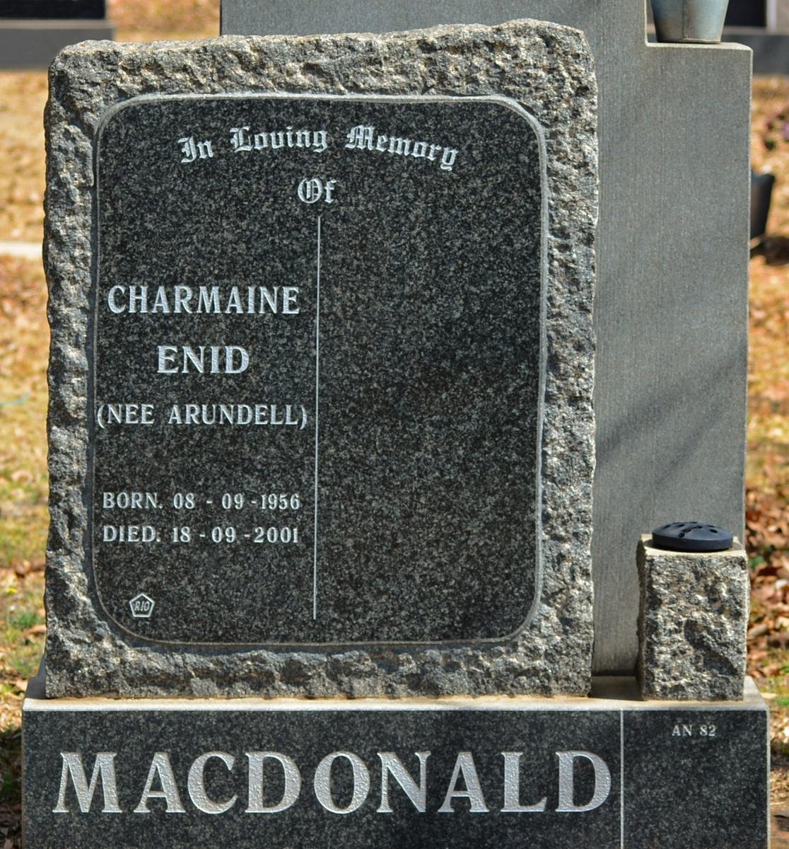 MACDONALD Charmaine Enid nee ARUNDELL 1956-2001