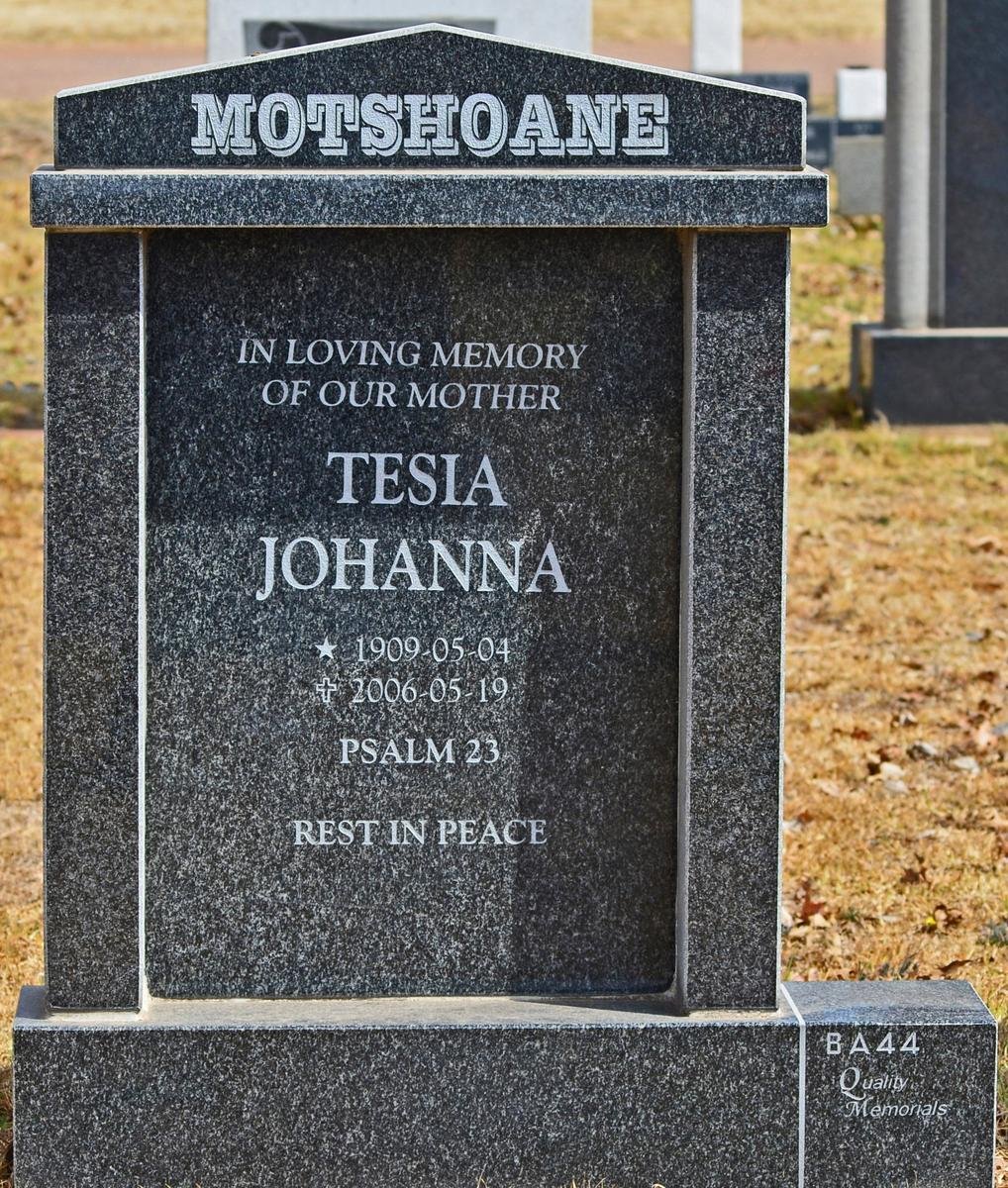 MOTSHOANE Tesia Johanna 1909-2006