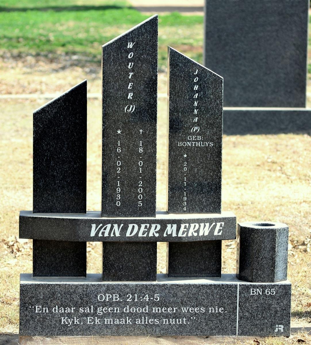 MERWE Wouter, van der 1930-2005 &amp; Johanna BONTHUYS 1934-