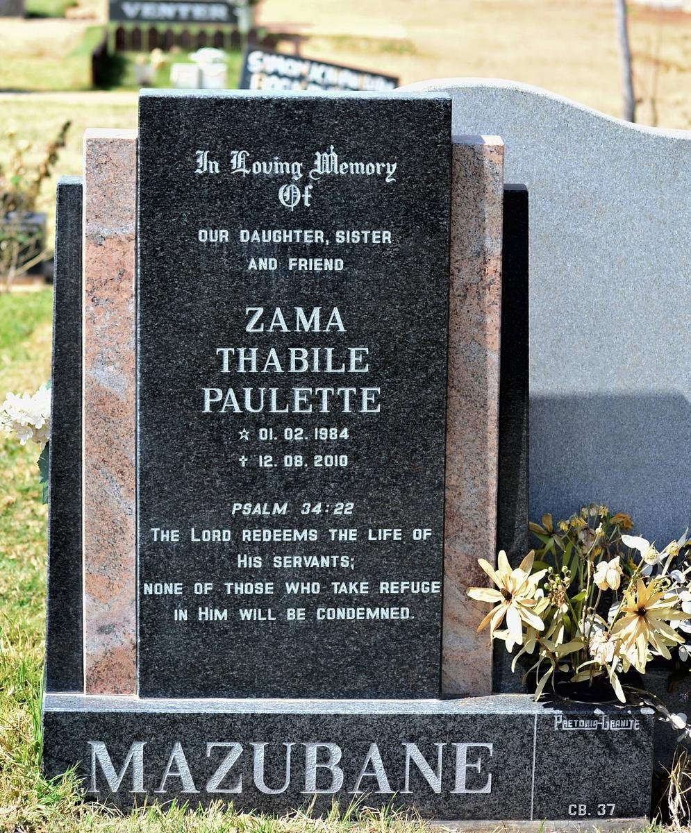 MAZUBANE Zama Thabile Paulette 1984-2010