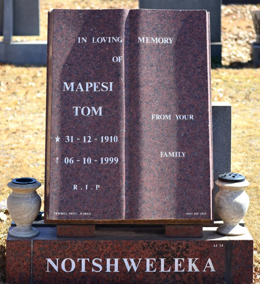 NOTSHWELEKA Mapesi Tom 1910-1999