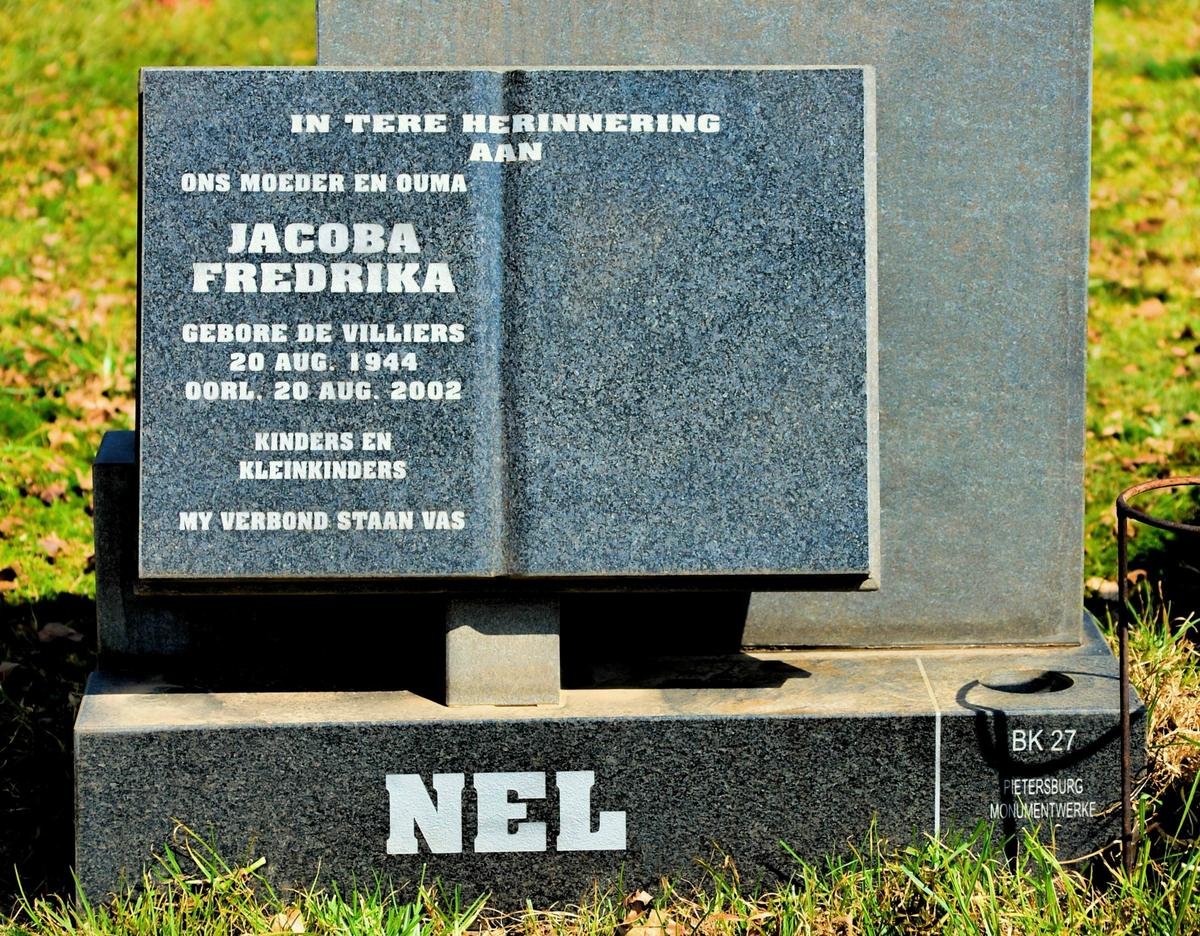 NEL Jacoba Fredrika nee de VILLIERS 1944-2002