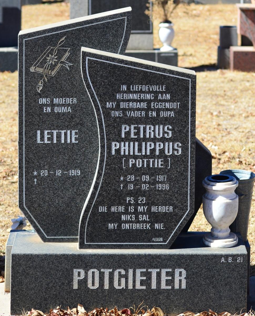 POTGIETER Petrus Philippus 1917-1996 &amp; Lettie 1919-