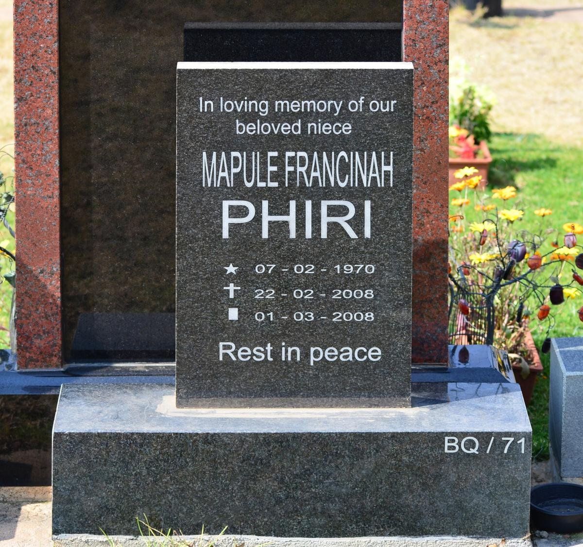 PHIRI Mapule Francinah 1970-2008