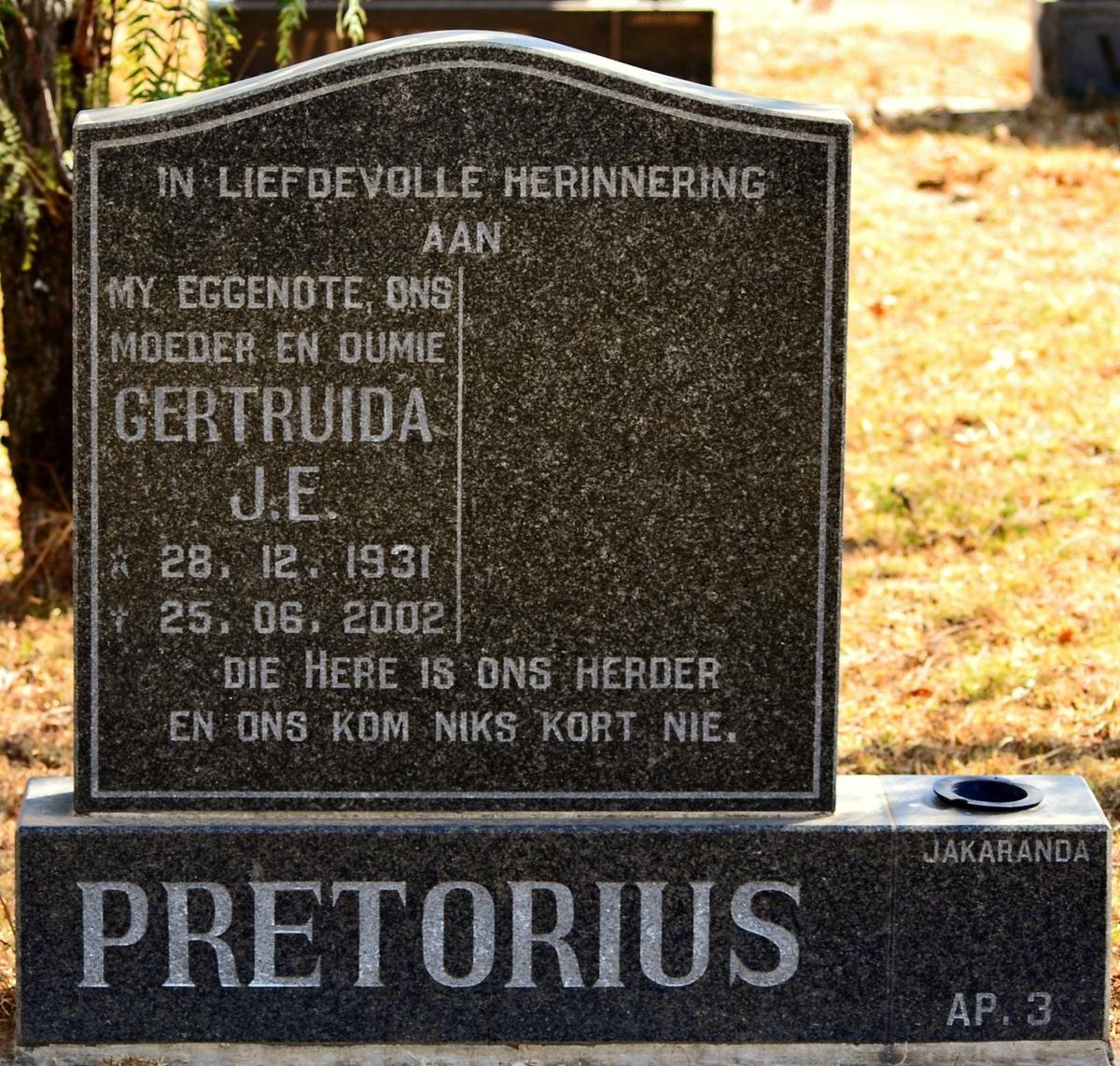 PRETORIUS Gertruida J.E. 1931-2002
