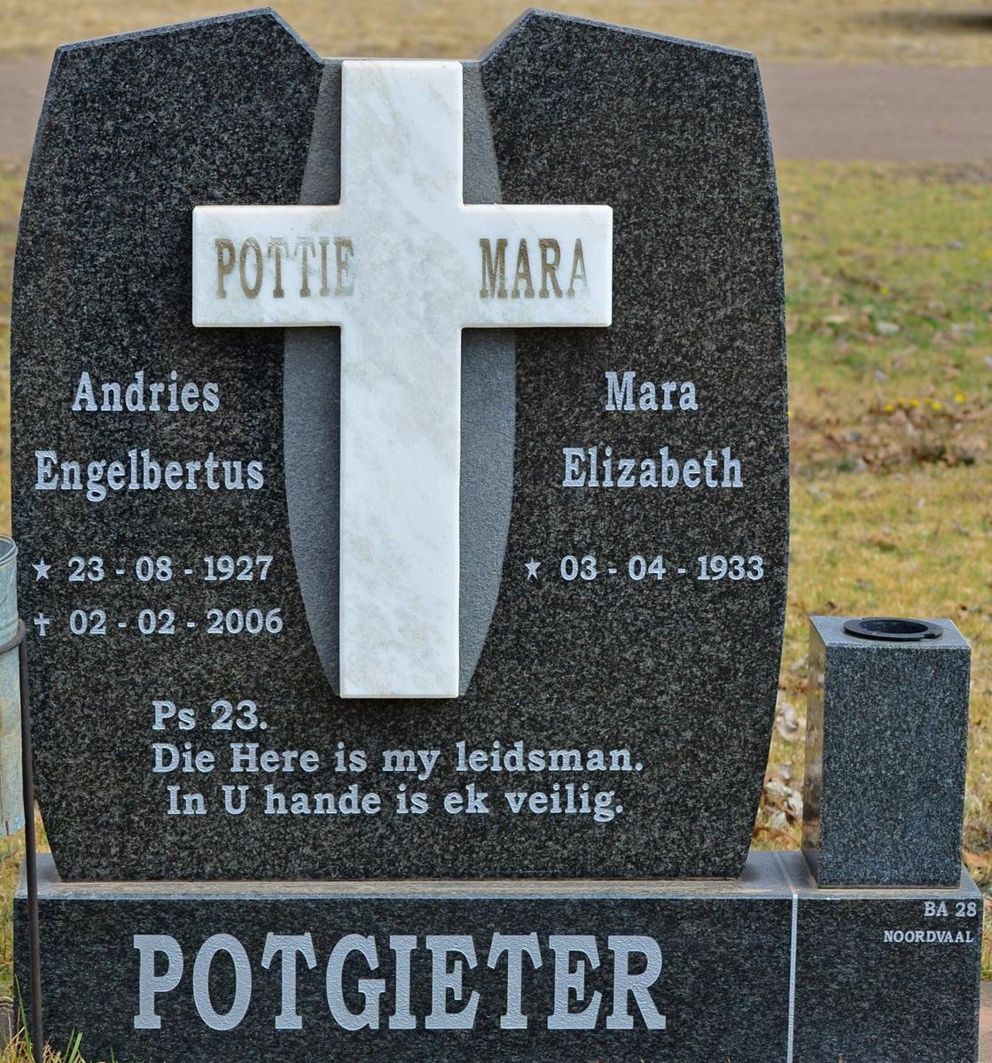 POTGIETER Andries Engelbertus 1927-2006 &amp; Mara Elizabeth 1933-