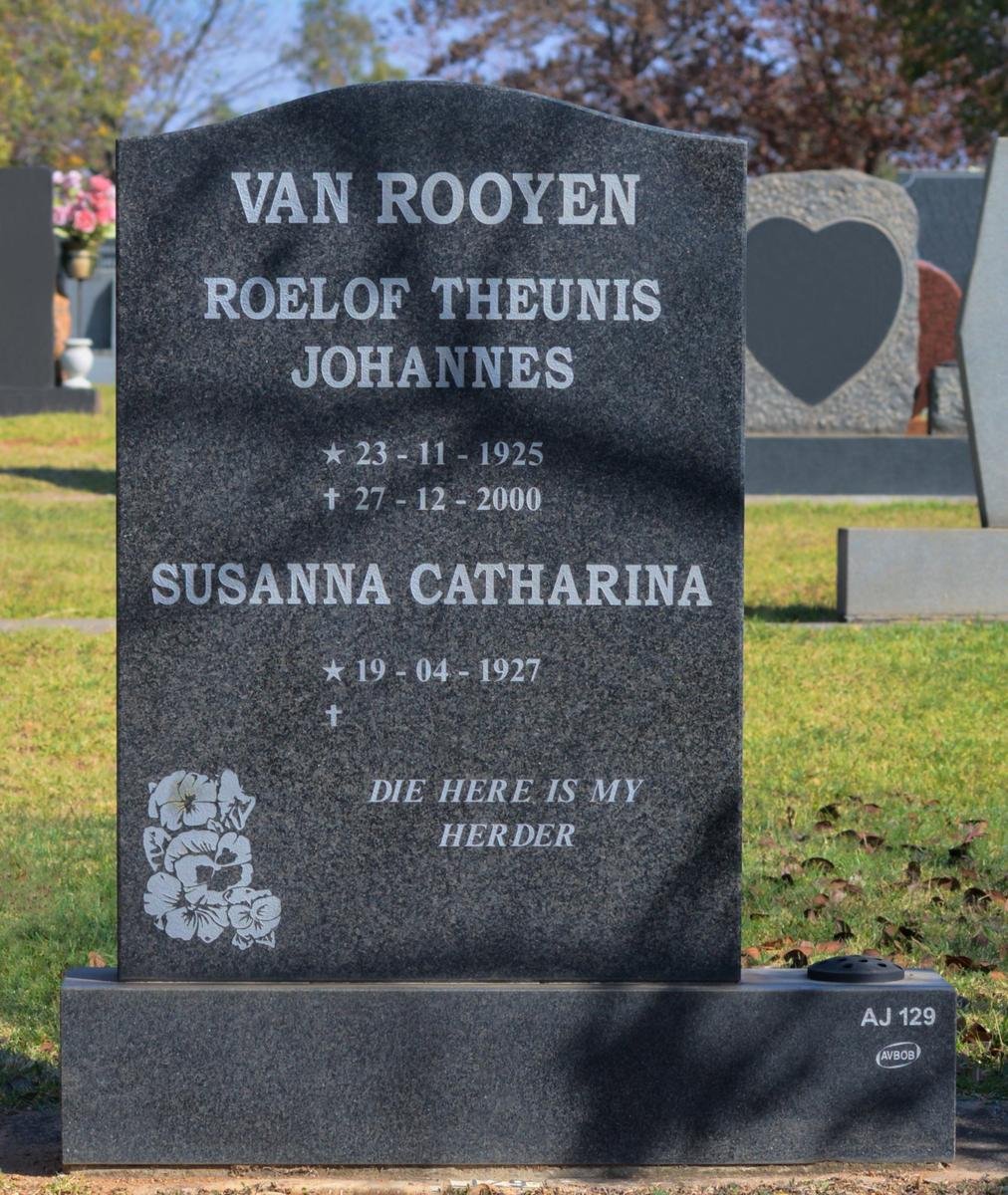 ROOYEN Roelof Theunis Johannes, van 1925-2000 &amp; Susanna Catharina 1917-