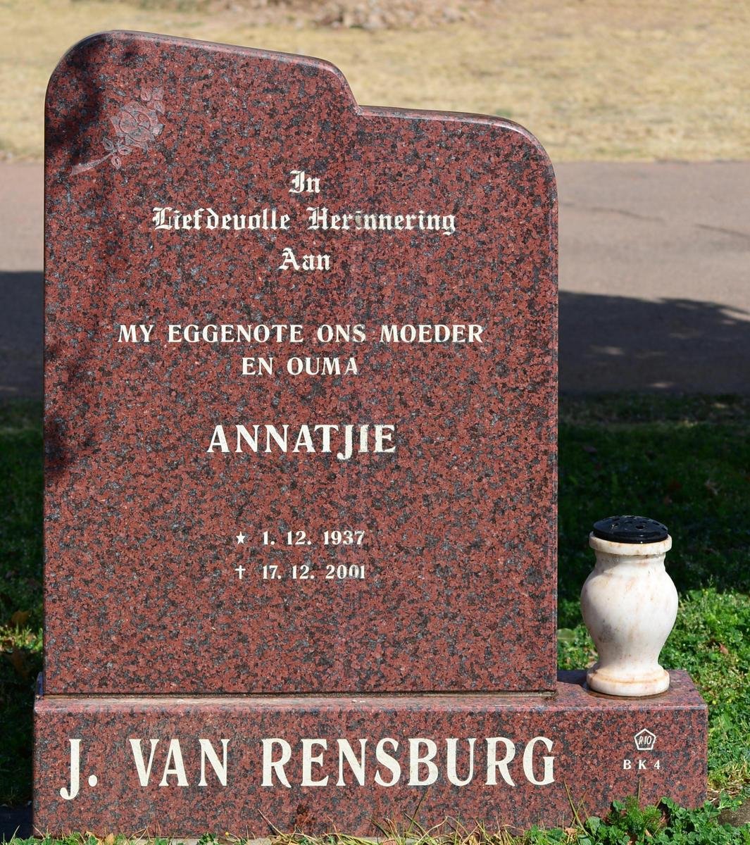 RENSBURG Annatjie, J. van 1937-2001